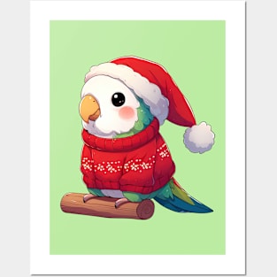 Green Christmas Parrot Posters and Art